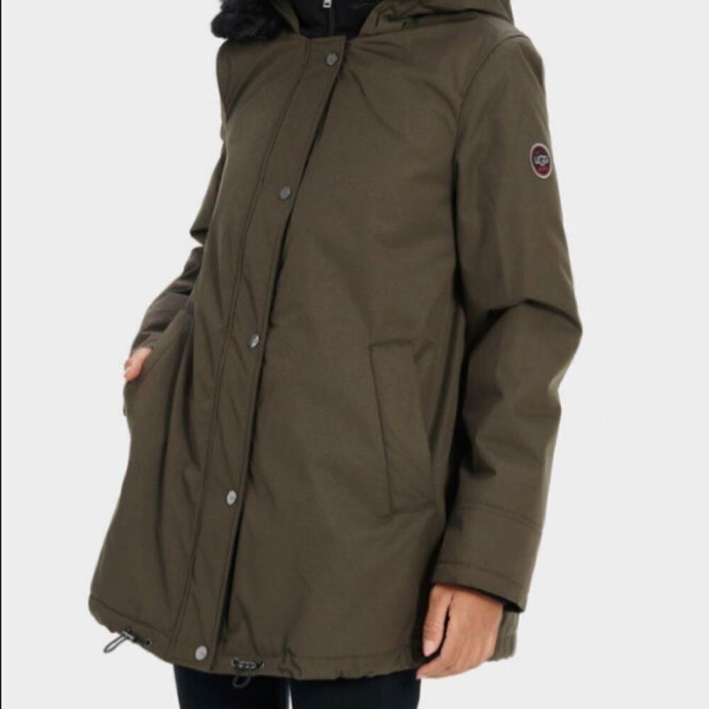 UGG Coat‎ Women's Olive Bernice Parka Hooded Faux Fur Sz S
